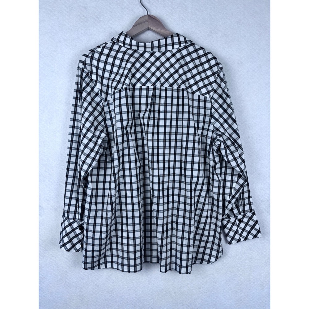 Talbots Woman Petites Non-Iron Plaid Popover Tunic 20WP Black White Casual - Picture 8 of 8
